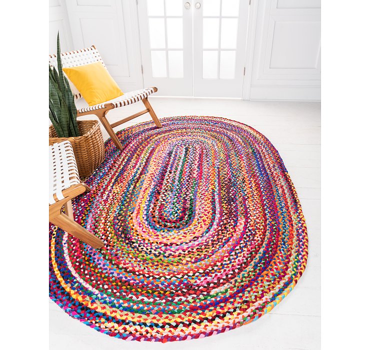 3' 3 x 5' Braided Chindi Oval Rug