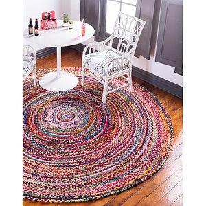 Unique Loom 3' 3 x 3' 3 Braided Chindi Round Rug