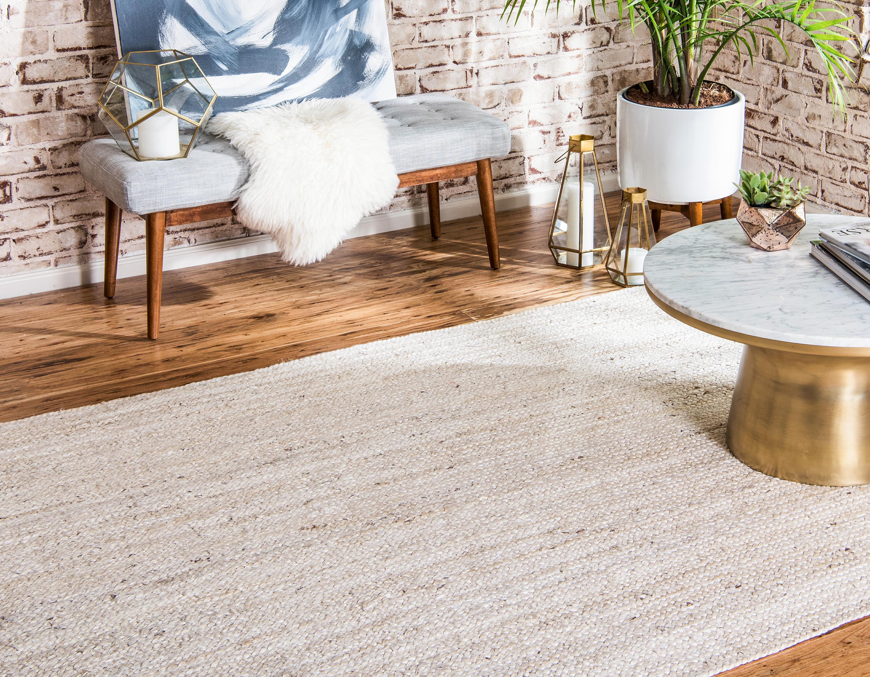 White 8' x 10' Braided Jute Rug Rugs.ca