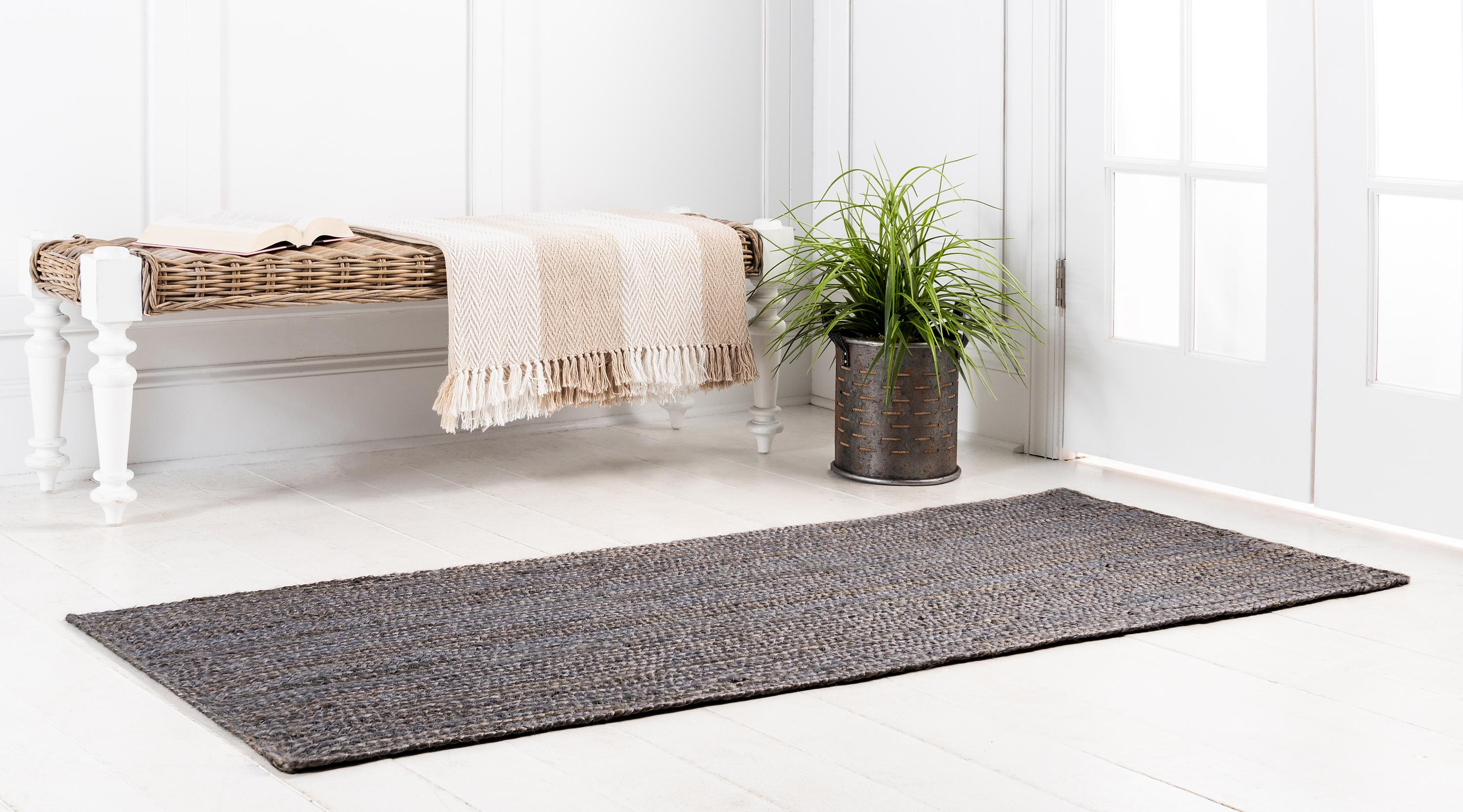 Gray 2' 6 x 6' Braided Jute Runner Rug eSaleRugs