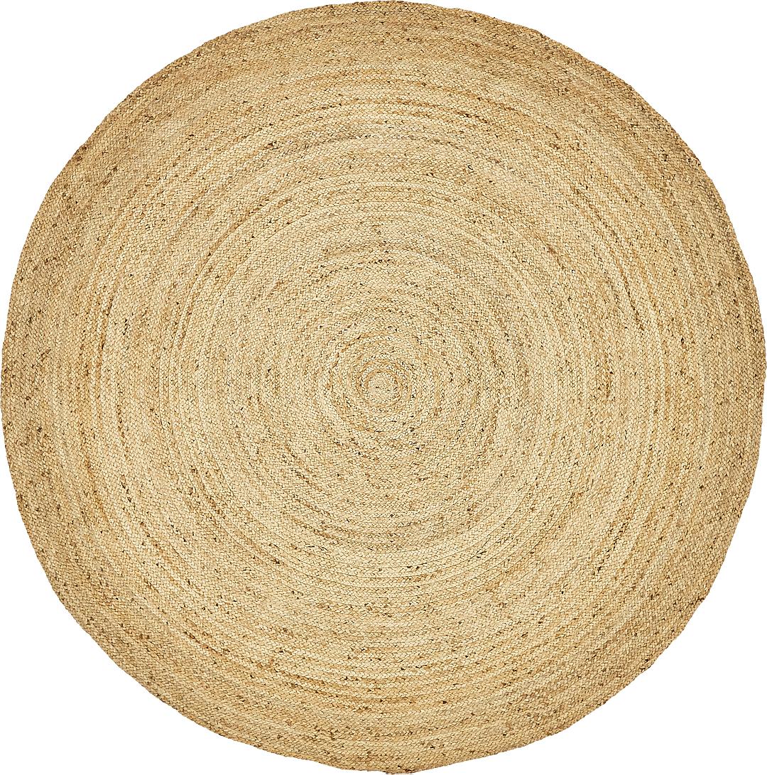 Natural 8' x 8' Braided Jute Round Rug iRugs UK