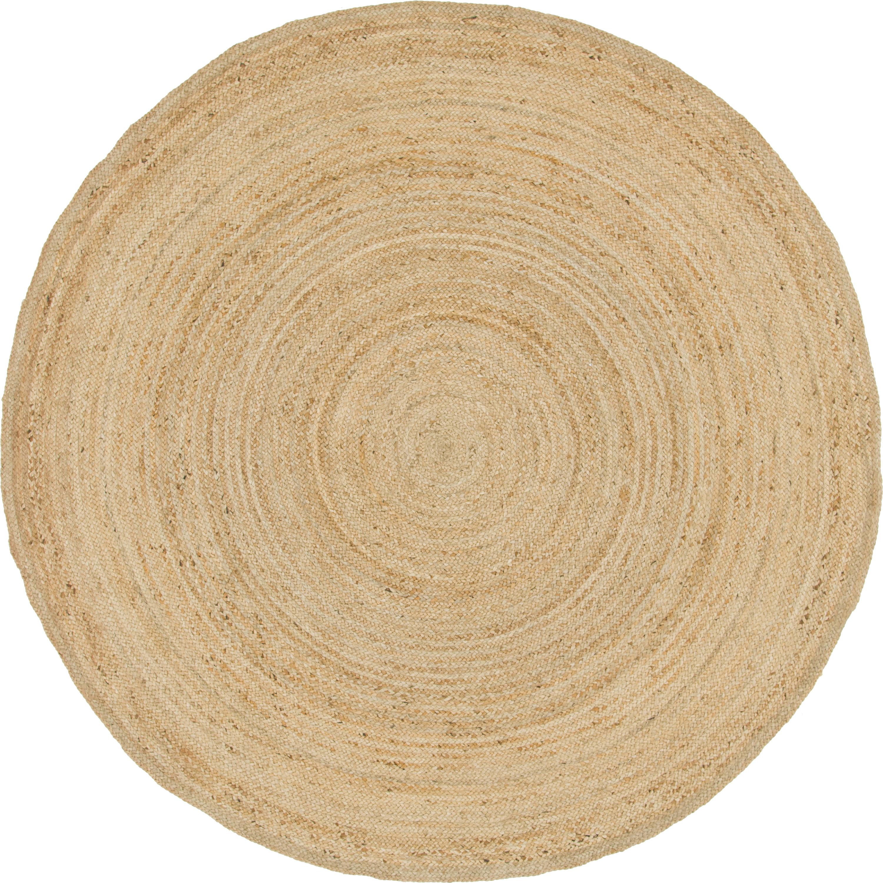Natural 8' x 8' Braided Jute Round Rug iRugs UK