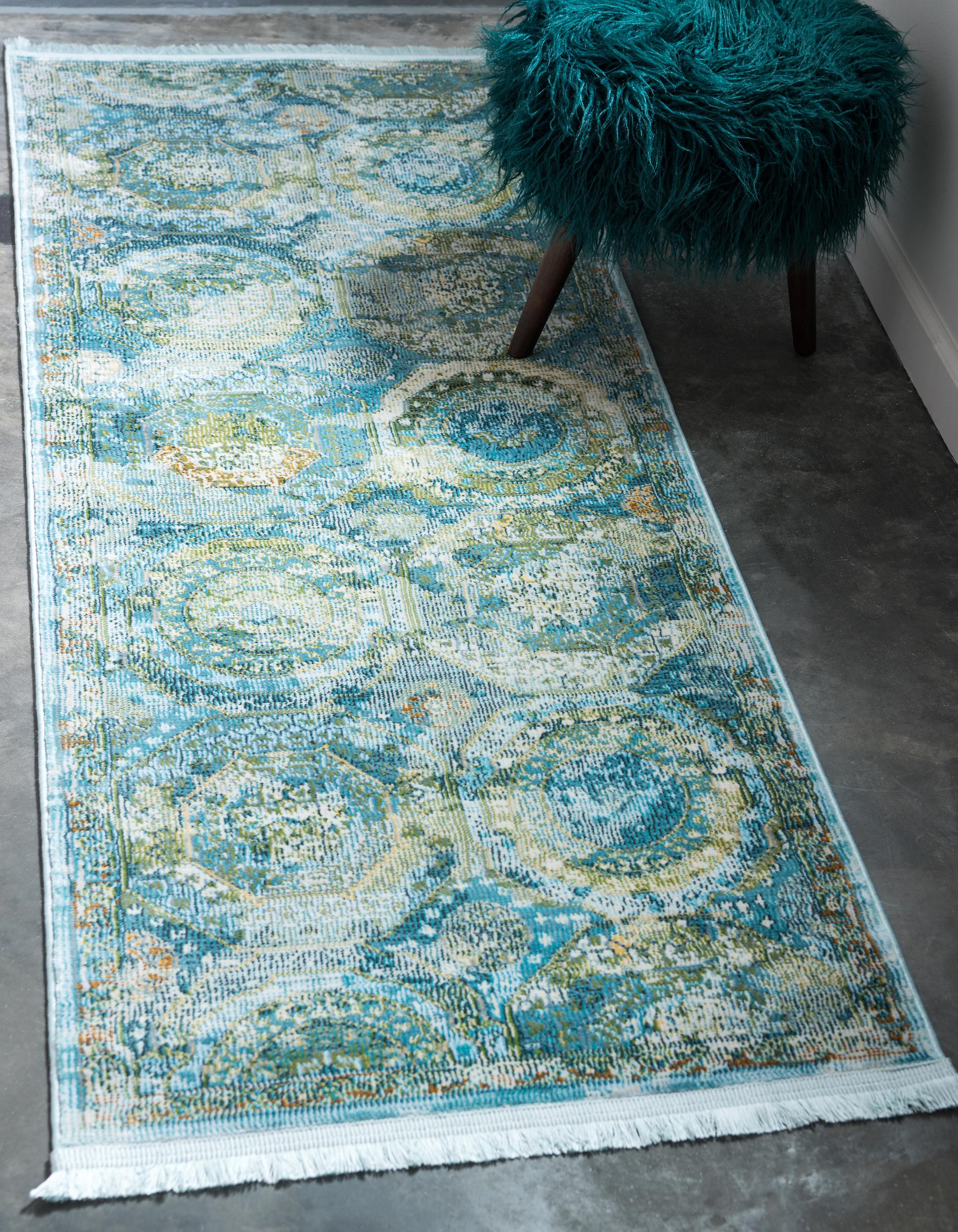 Light Blue 2' 7 x 10' Santiago Runner Rug