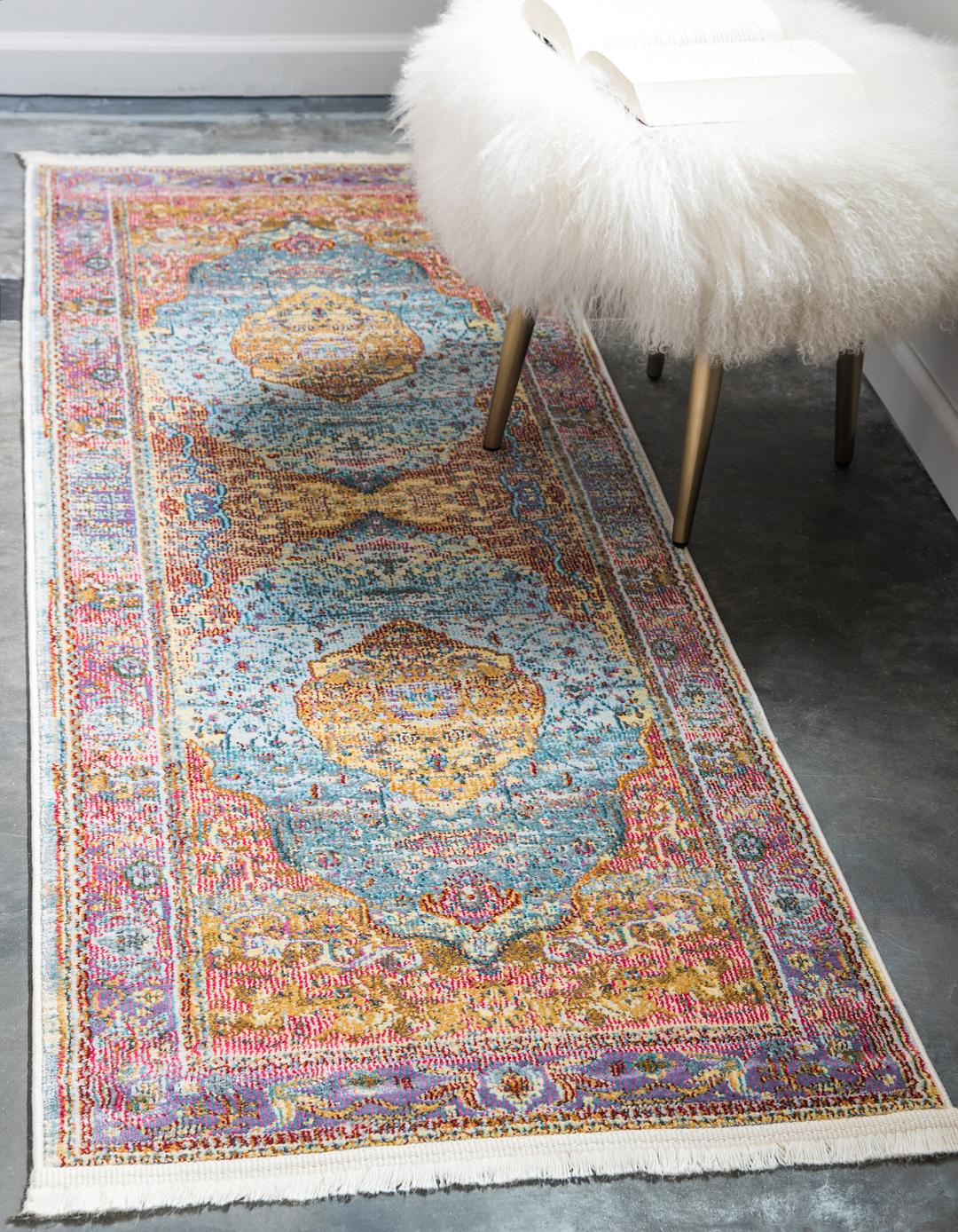 Light Blue 2' 2 x 6' Santiago Runner Rug Area Rugs