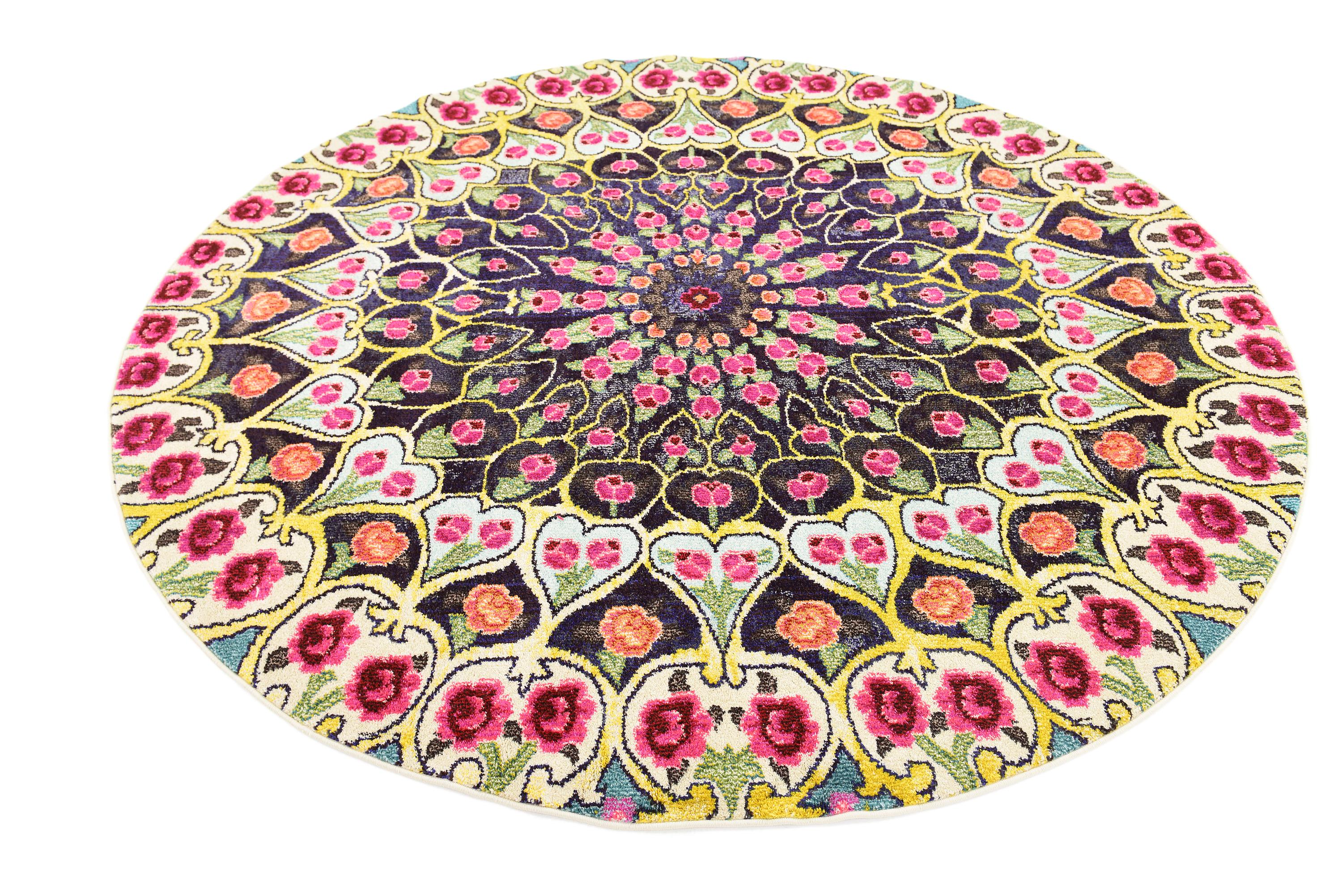 Multicolor 8' x 8' Arte Round Rug eSaleRugs
