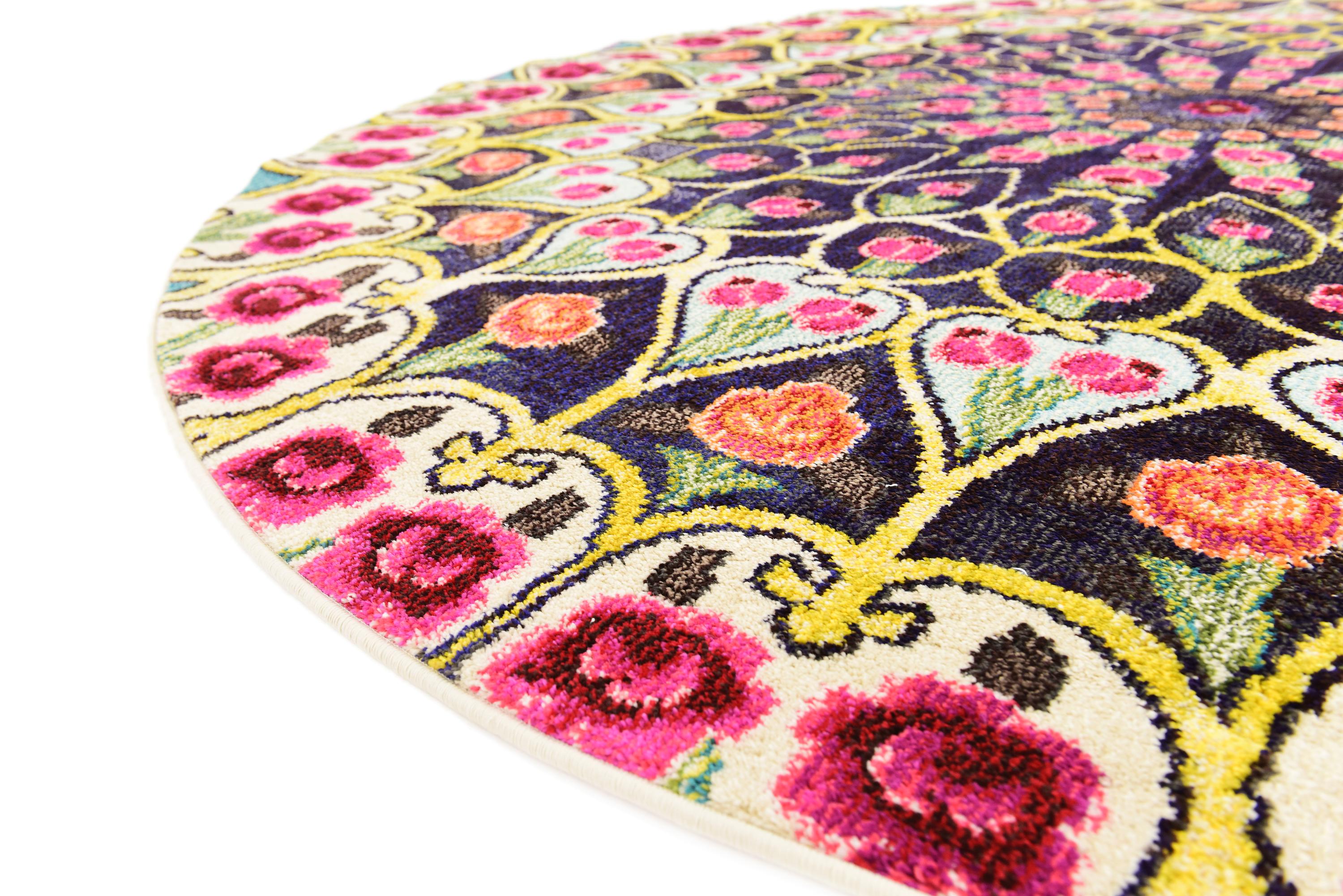 Multicolor 8' x 8' Arte Round Rug eSaleRugs