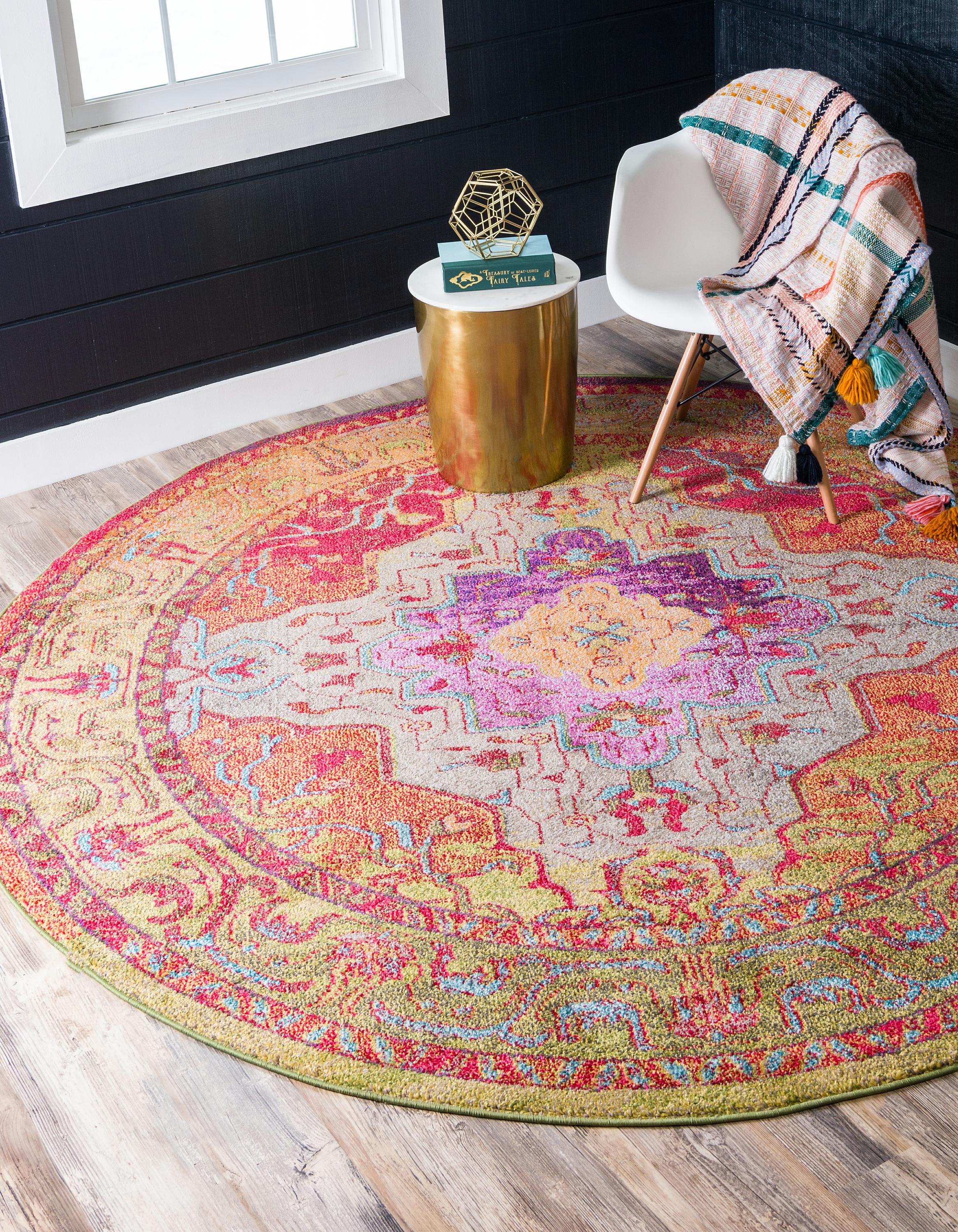 Multicolor 8' x 8' Arte Round Rug eSaleRugs
