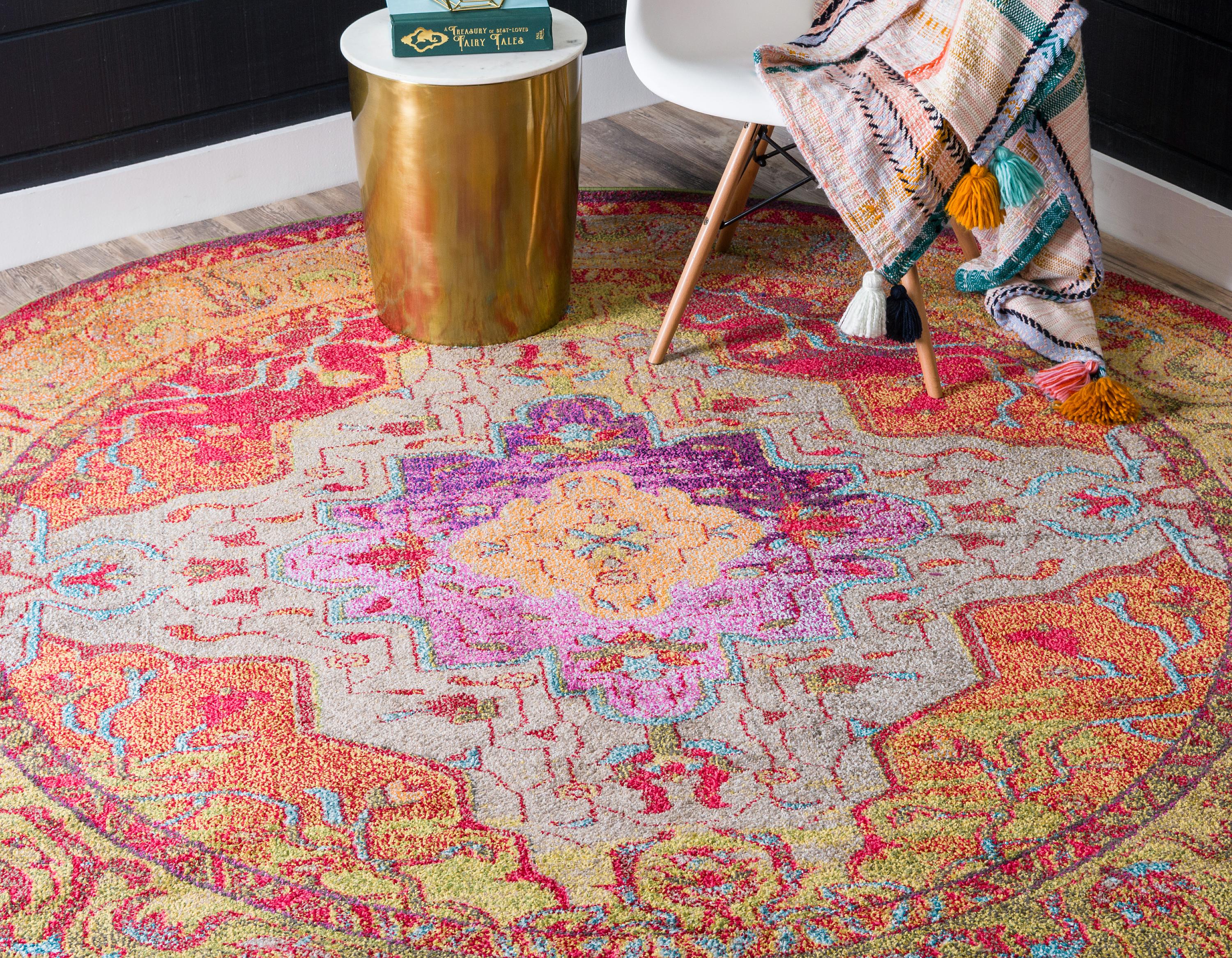 Multicolor 8' x 8' Arte Round Rug eSaleRugs