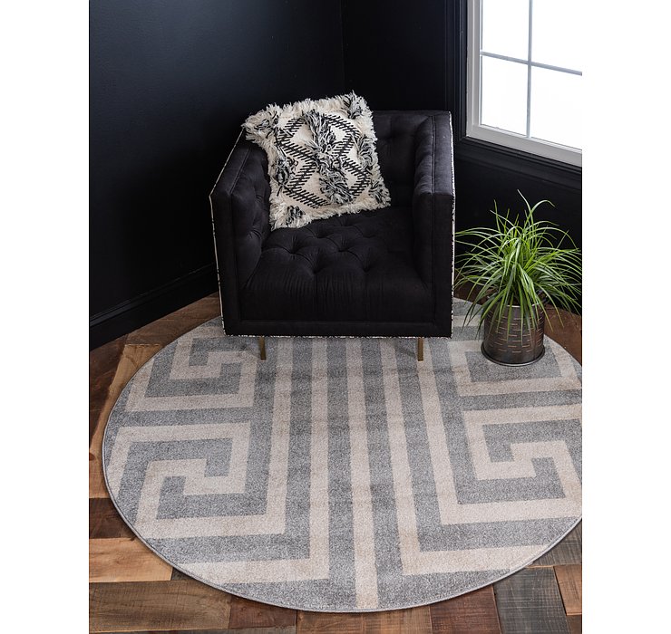 6' x 6' Greek Key Round Rug