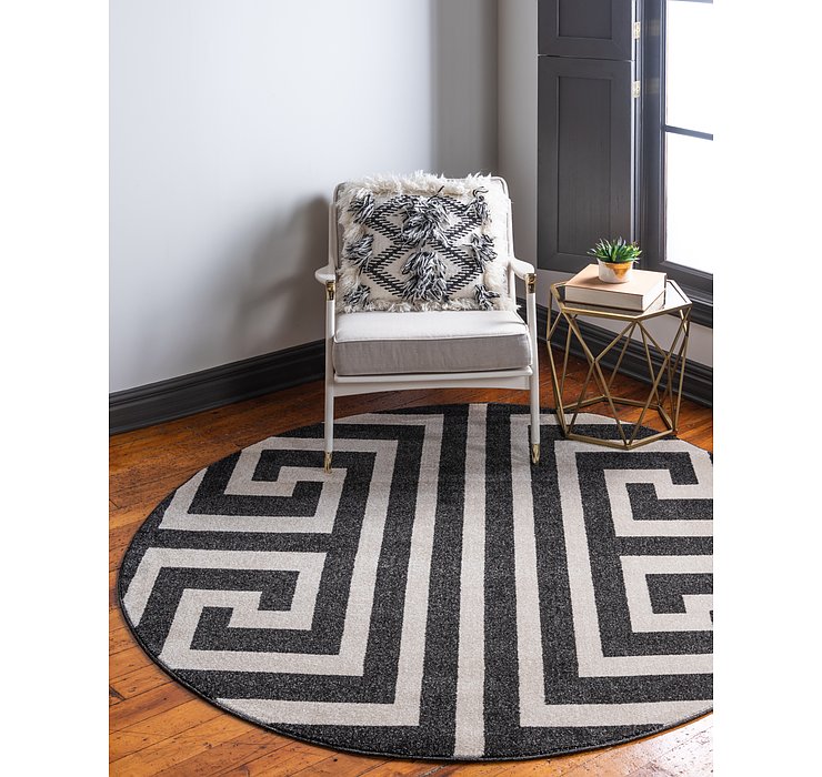 6' x 6' Greek Key Round Rug