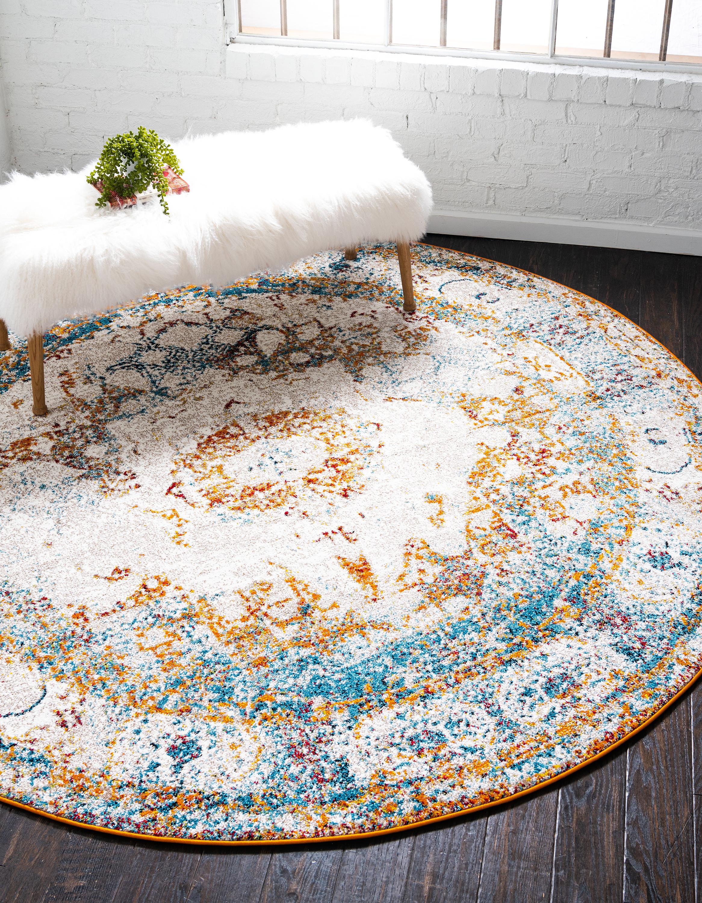 Beige 8' x 8' Venice Round Rug eSaleRugs