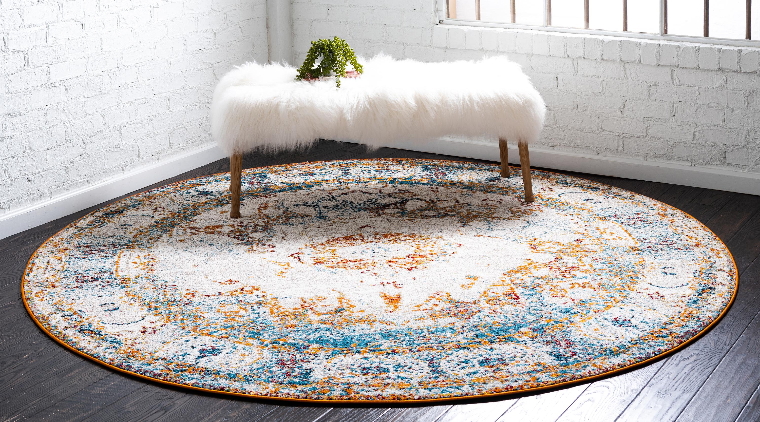 Beige 8' x 8' Venice Round Rug eSaleRugs