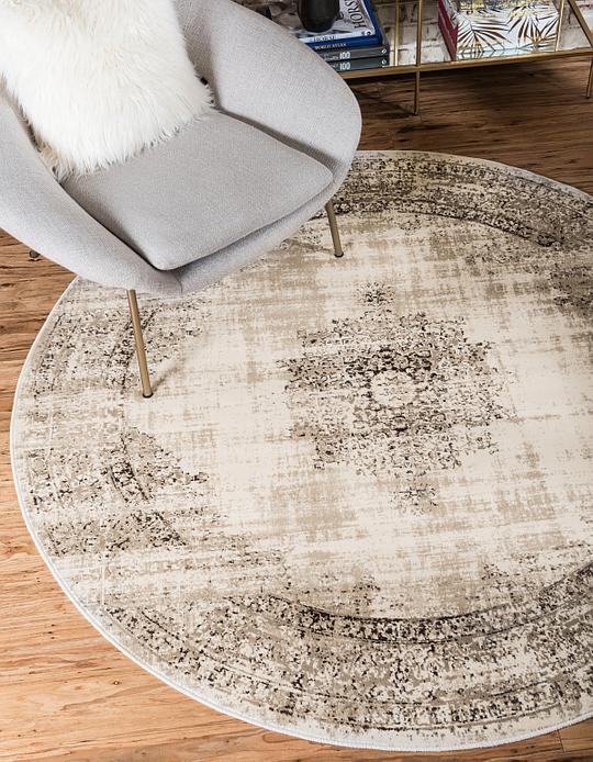 Cream 6' x 6' Montreal Round Rug Area Rugs iRugs UK