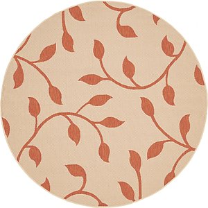 Unique Loom 6' x 6' Outdoor Botanical Round...