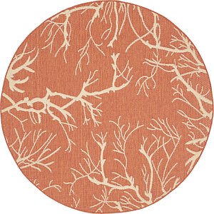 Unique Loom 6' x 6' Outdoor Botanical Round...