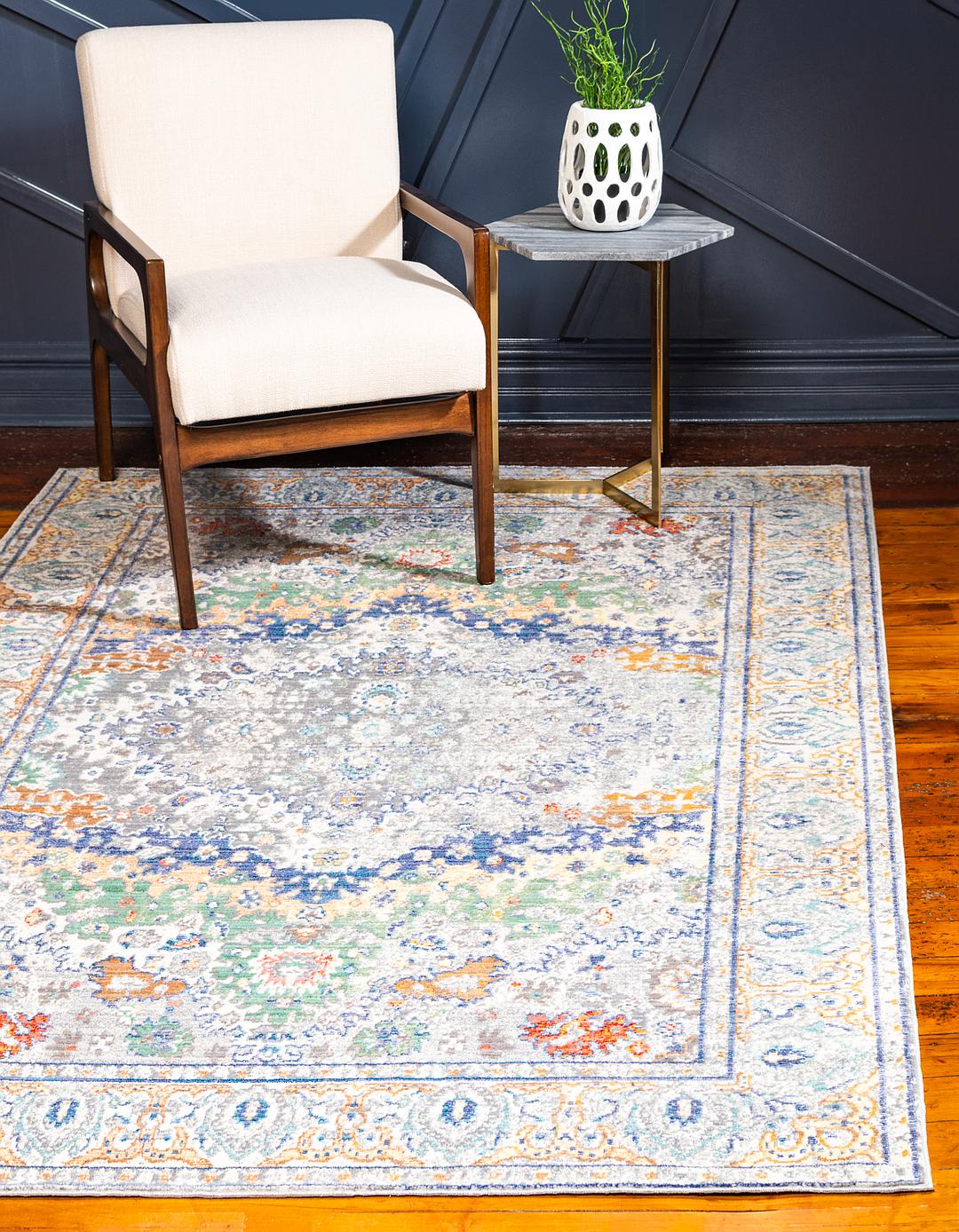 Light Gray 6' x 9' Aqua Rug Area Rugs eSaleRugs