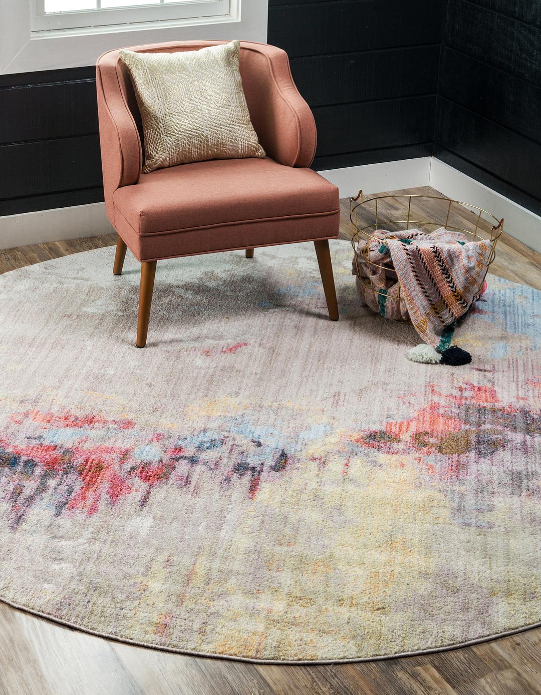 Multi 8' x 8' Downtown Collection Round Rug Area Rugs eSaleRugs