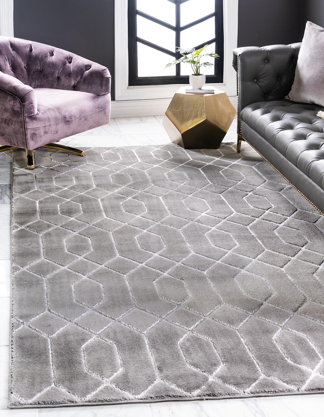 Gray Silver Marilyn Monroe 4' x 6' Marilyn Monroe™ Glam Trellis Rug