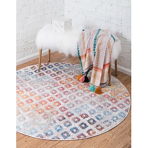 Unique Loom 6' x 6' Rainbow Round Rug