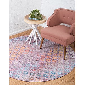 Unique Loom 6' x 6' Rainbow Round Rug