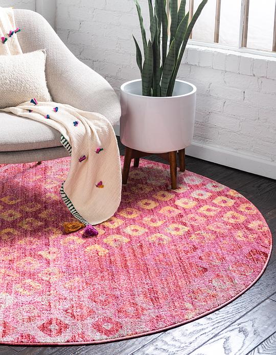 Pink 100cm X Prism Round Rug Area Rugs Irugs Nz Main Image Of Rug