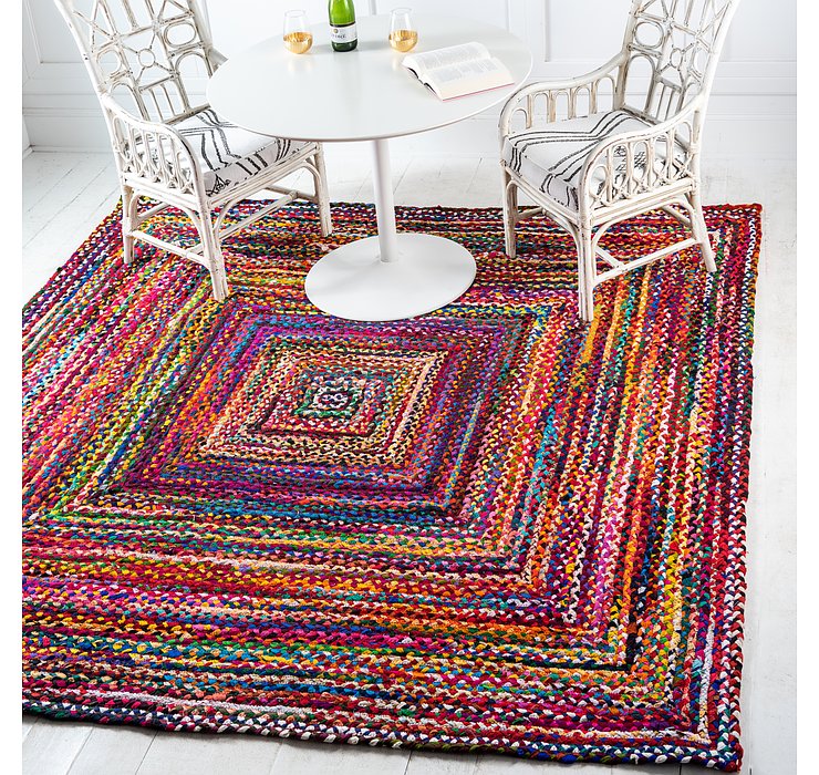 8' x 8' Braided Chindi Square Rug