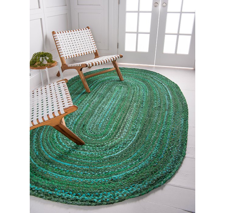8' x 10' Braided Chindi Oval Rug