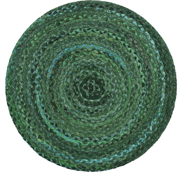 3' 3 x 3' 3 Braided Chindi Round Rug