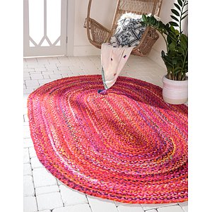 Unique Loom 5' x 8' Braided Chindi Oval Rug