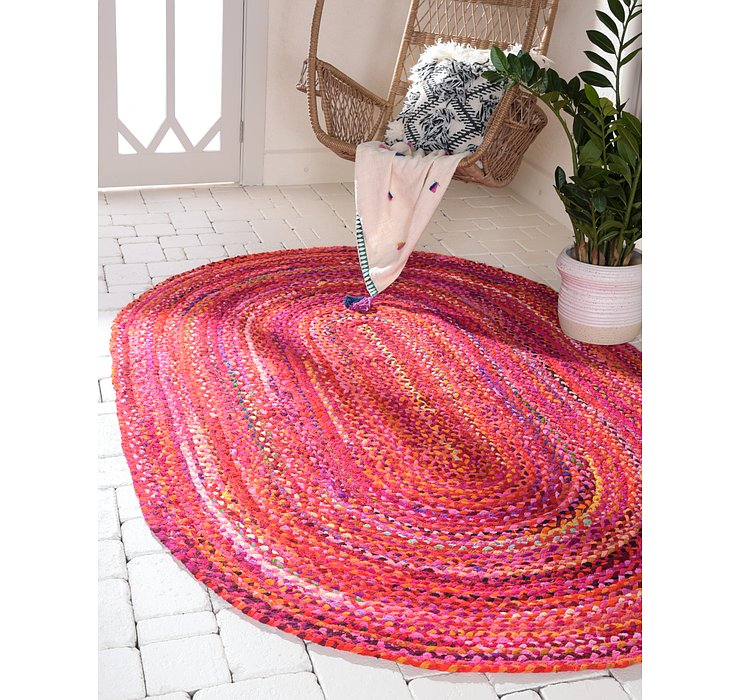 8' x 10' Braided Chindi Oval Rug