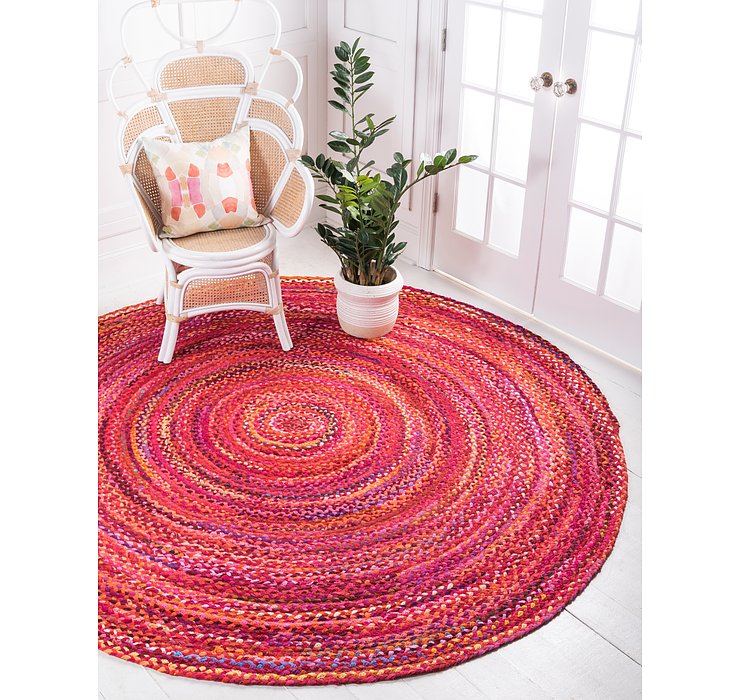 3' 3 x 3' 3 Braided Chindi Round Rug