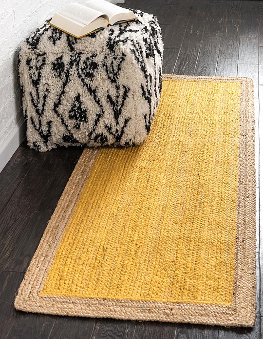 Yellow 75cm x 183cm Braided Jute Runner Rug Area Rugs AU Rugs
