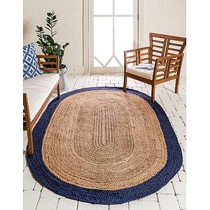 Unique Loom 3' 3 x 5' Braided Jute Oval Rug