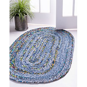 Unique Loom 5' x 8' Braided Chindi Oval Rug