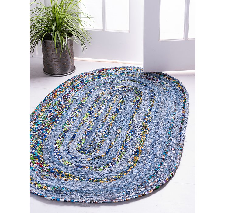 8' x 10' Braided Chindi Oval Rug