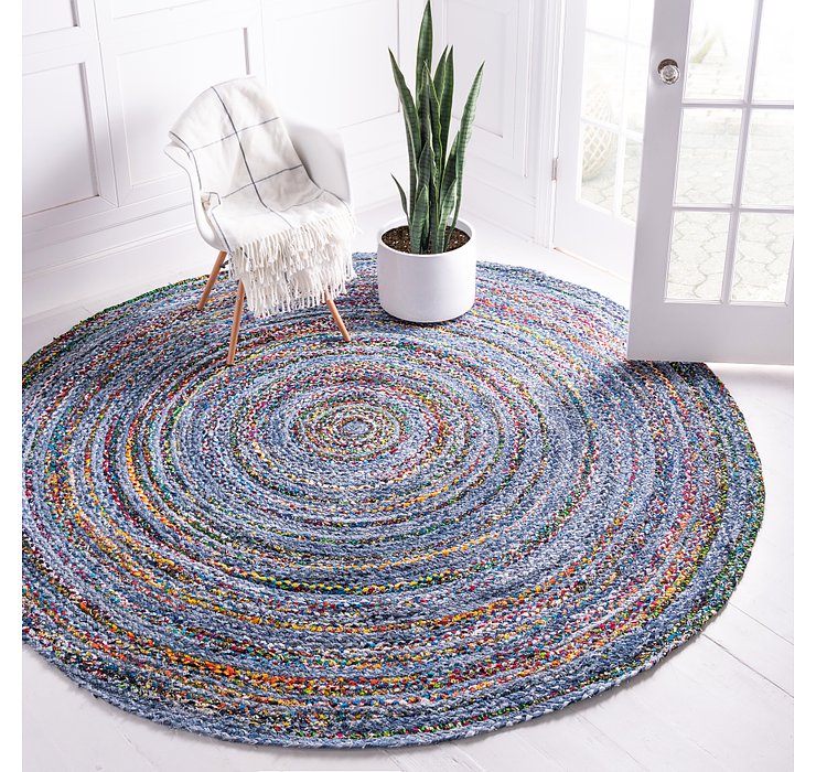 8' x 8' Braided Chindi Round Rug