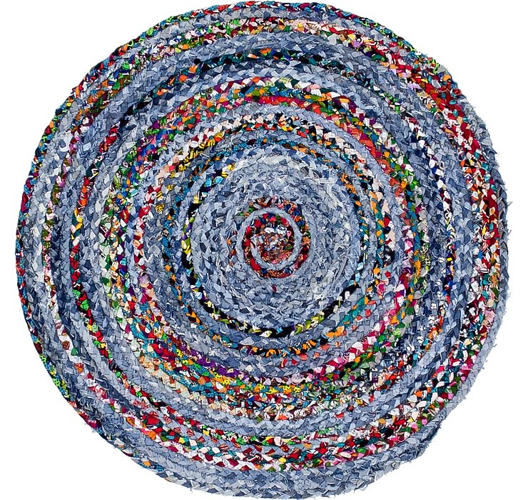 3' 3 x 3' 3 Braided Chindi Round Rug