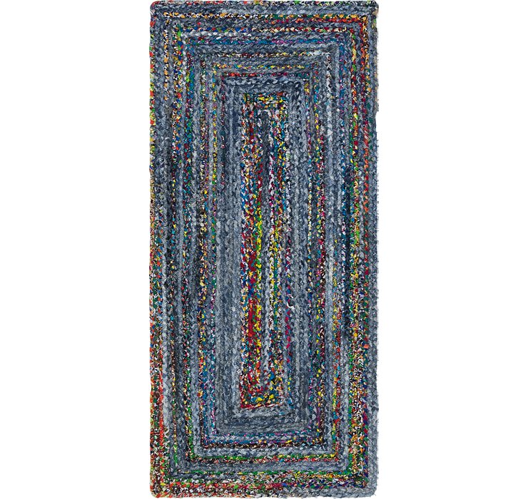 2' 6 x 6' 1 Braided Chindi Runner Rug