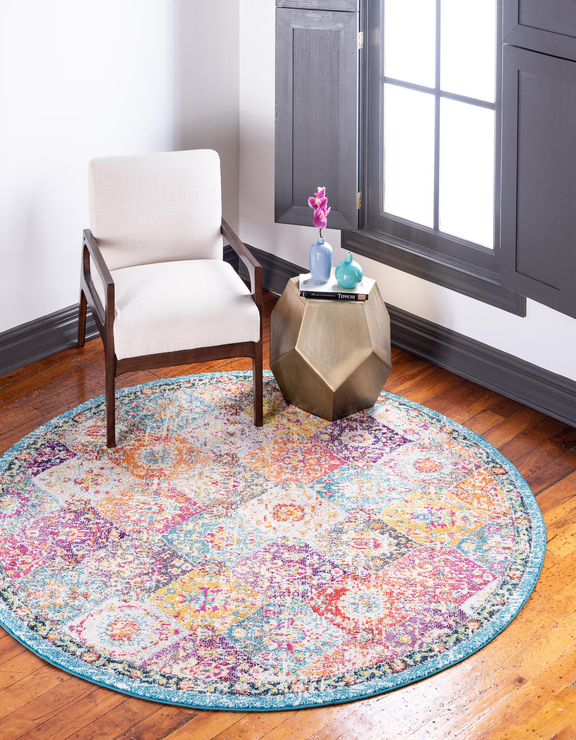 Multicolor 6' x 6' Madeline Round Rug