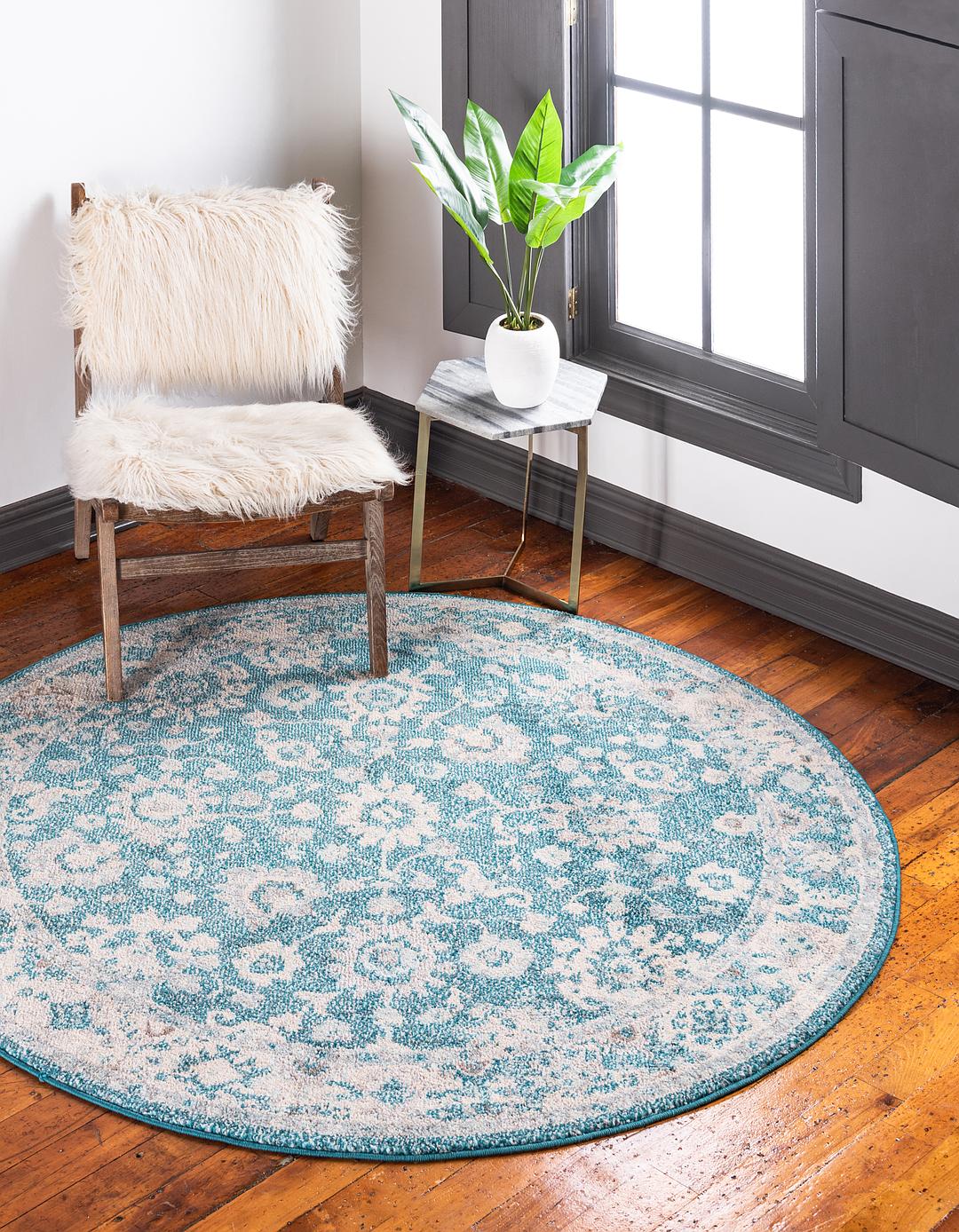 Turquoise Unique Loom 3 X Penrose Round Rug Area Rugs Main Unique Loom 3 X Penrose Round Rug Photo