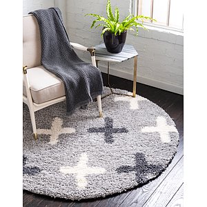 Unique Loom 5' x 5' Hygge Shag Round Rug