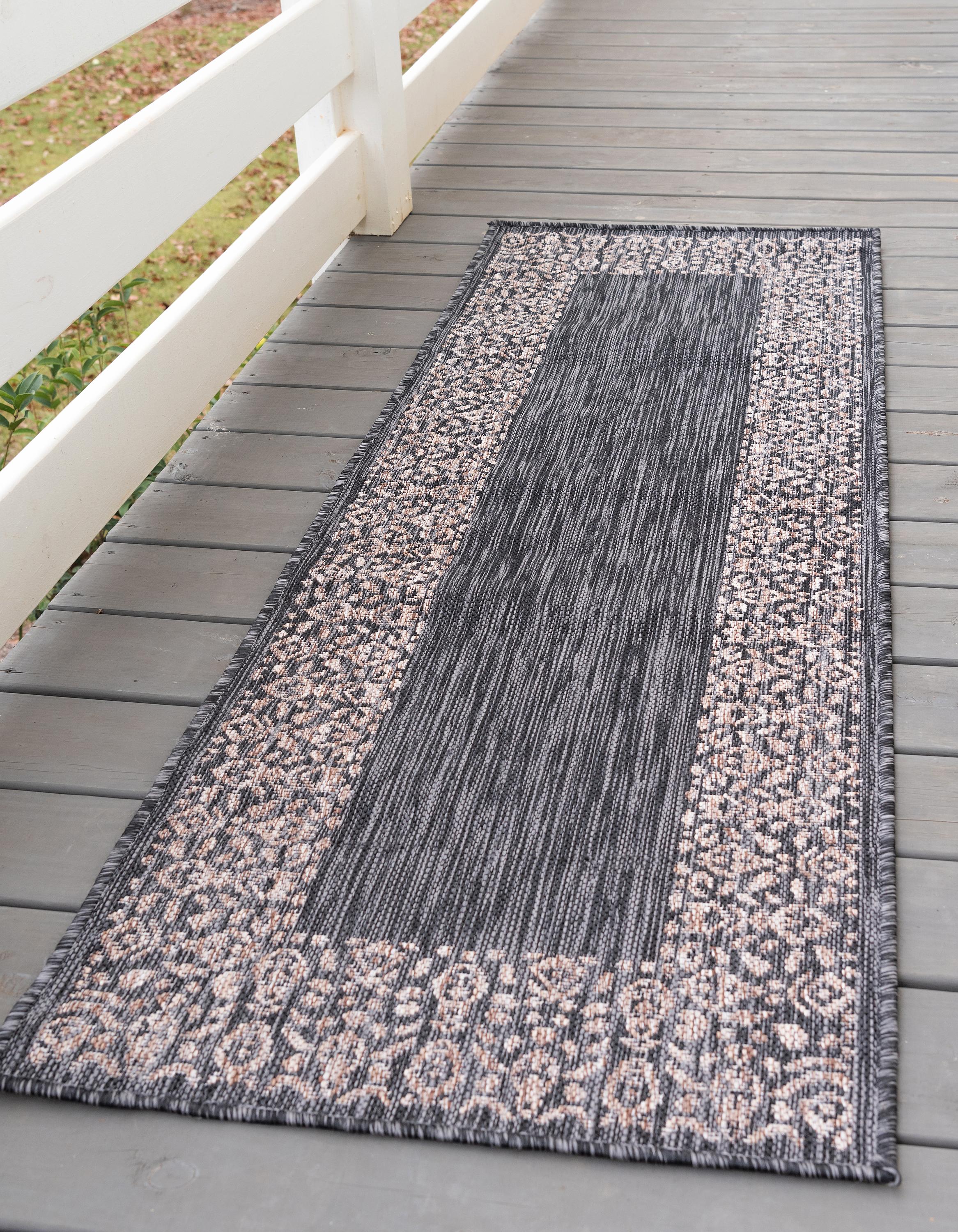 Charcoal Gray 2 X 6 Outdoor Border Runner Rug Erugs