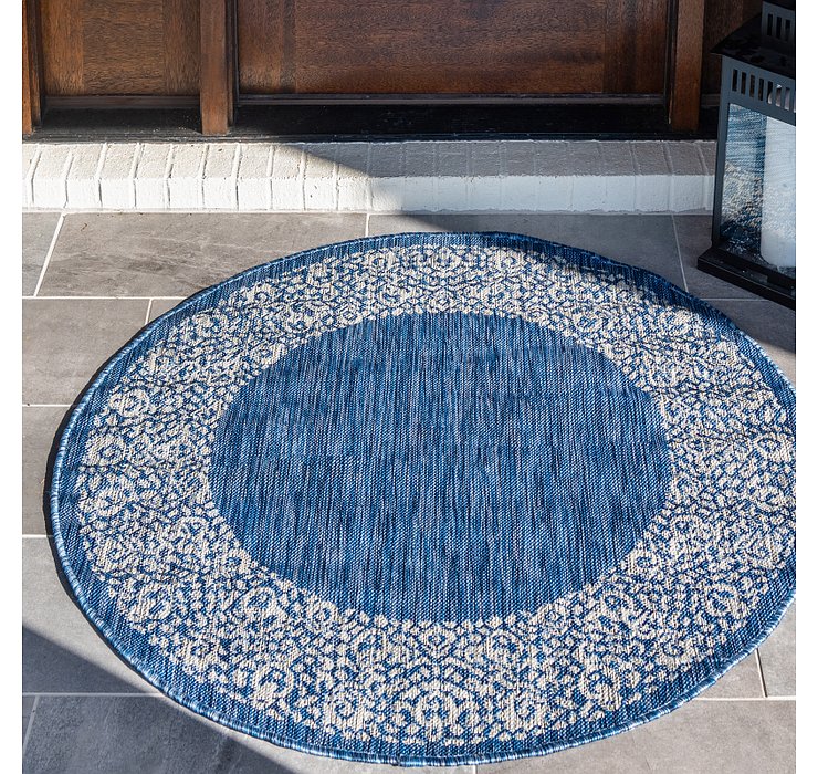 4' x 4' Outdoor Border Round Rug