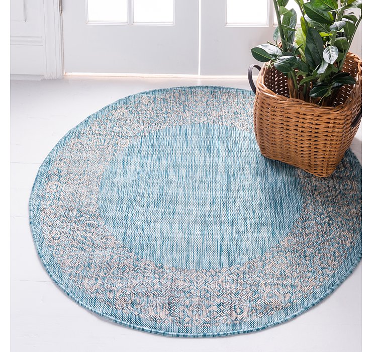4' x 4' Outdoor Border Round Rug