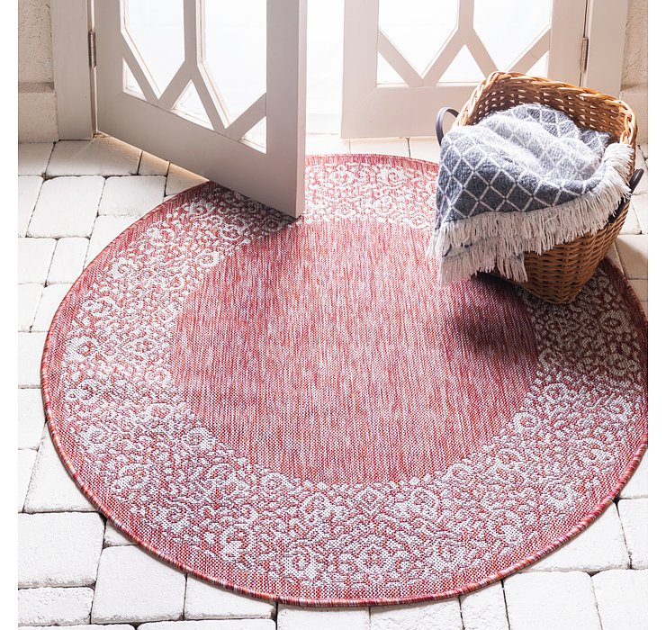 4' x 4' Outdoor Border Round Rug