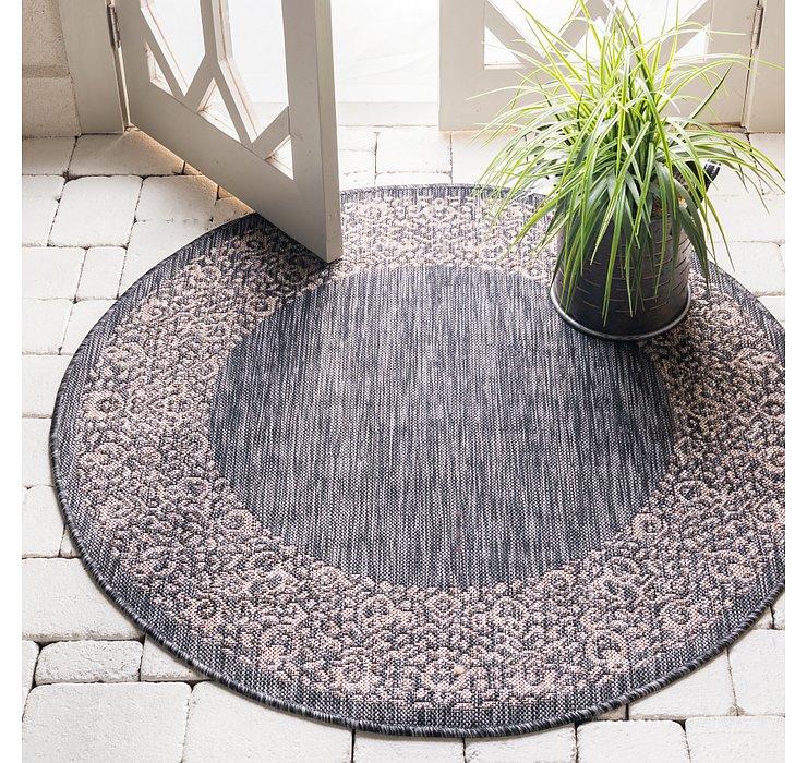 4' x 4' Outdoor Border Round Rug