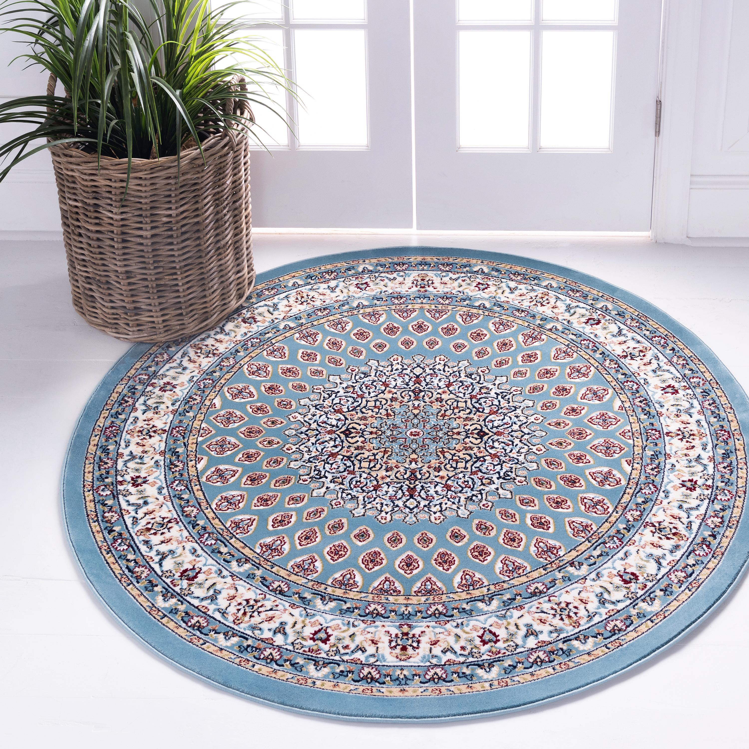 Blue 10' x 10' Nain Design Round Rug eSaleRugs