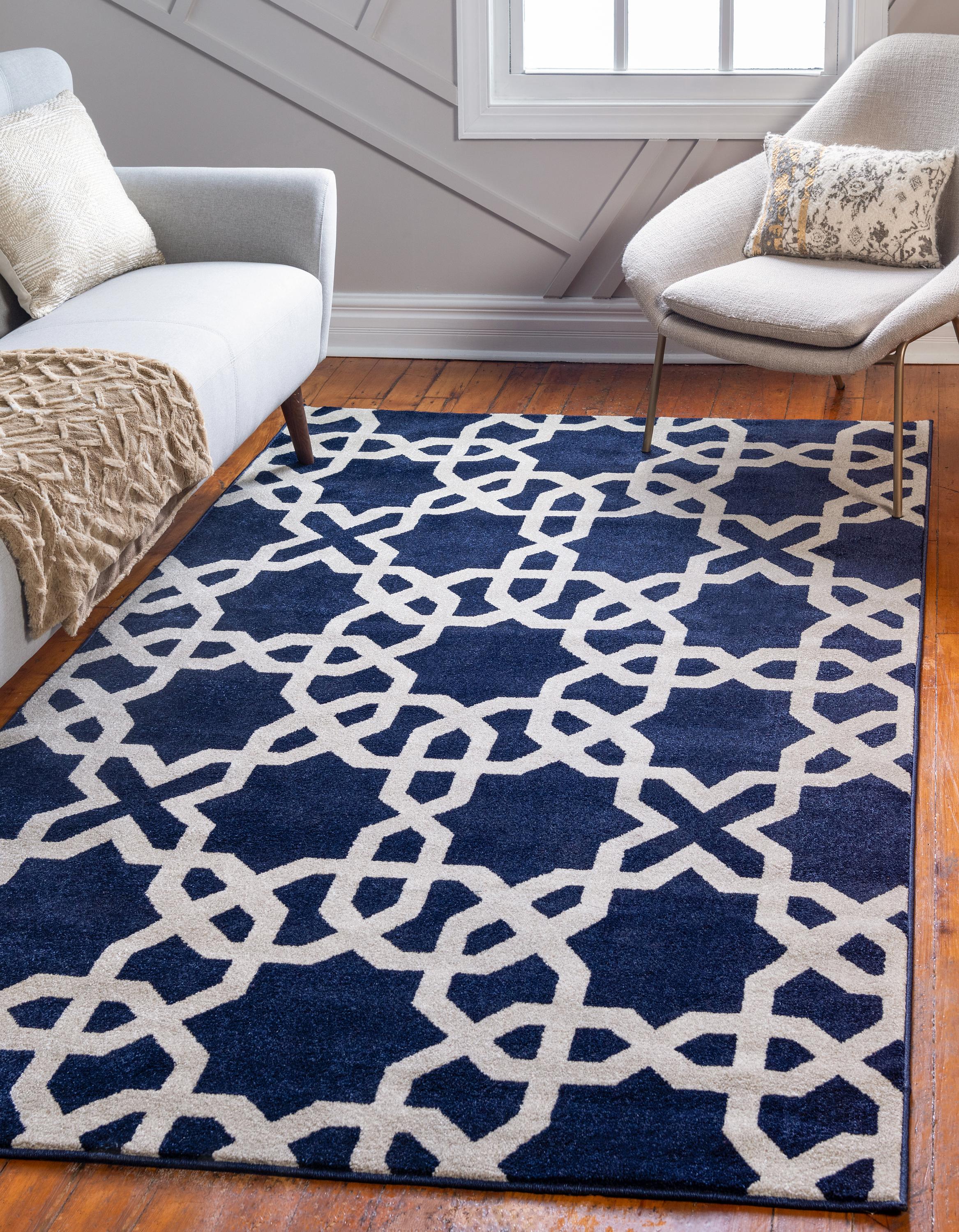 Navy Blue 9' x 12' Trellis Rug eSaleRugs
