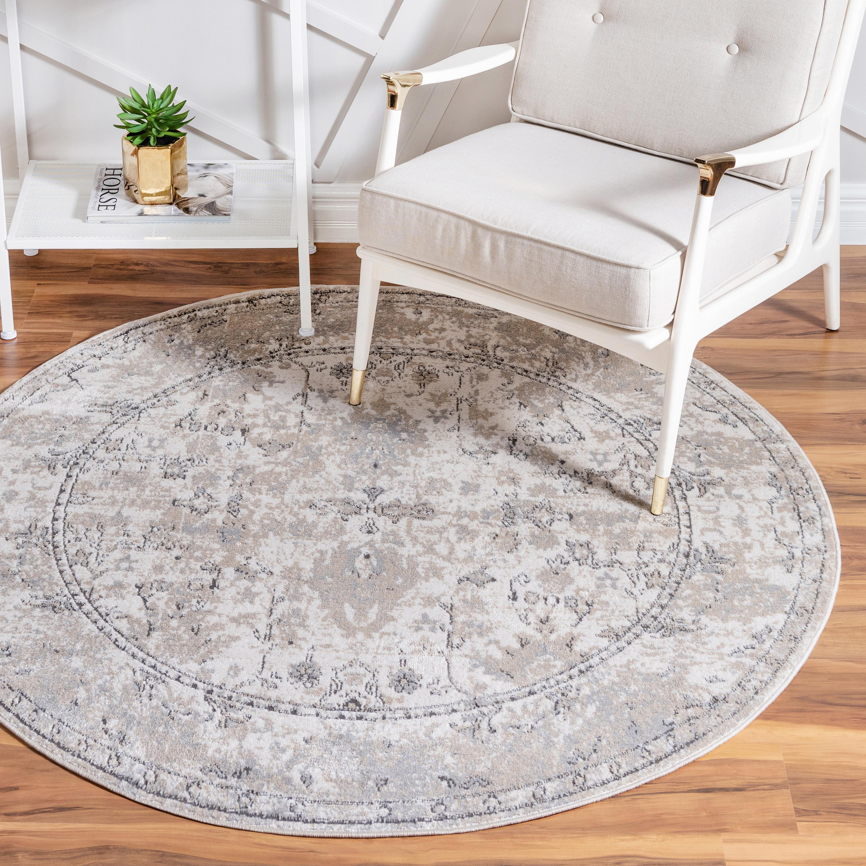 Ivory 5' x 5' Oregon Round Rug